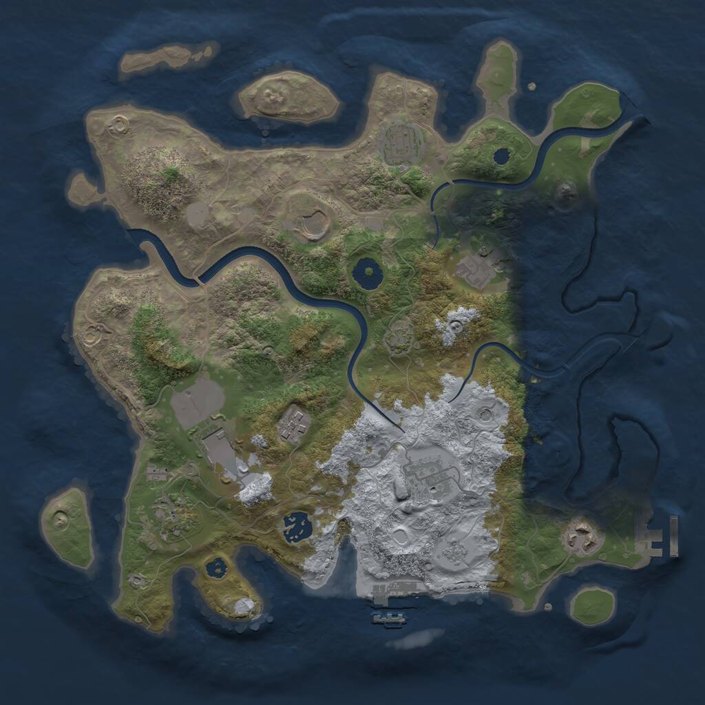 Rust Map: Procedural Map, Size: 3500, Seed: 1105407084, 15 Monuments