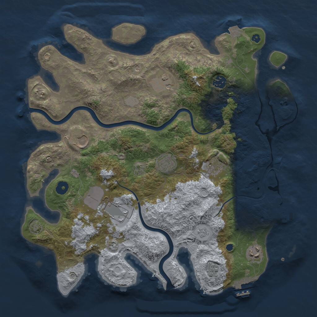 Rust Map: Procedural Map, Size: 3700, Seed: 2112524721, 14 Monuments