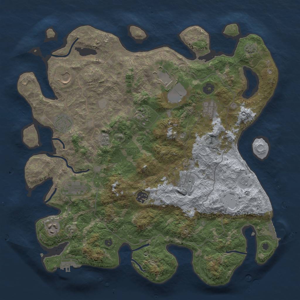 Rust Map: Procedural Map, Size: 4000, Seed: 1502482985, 18 Monuments