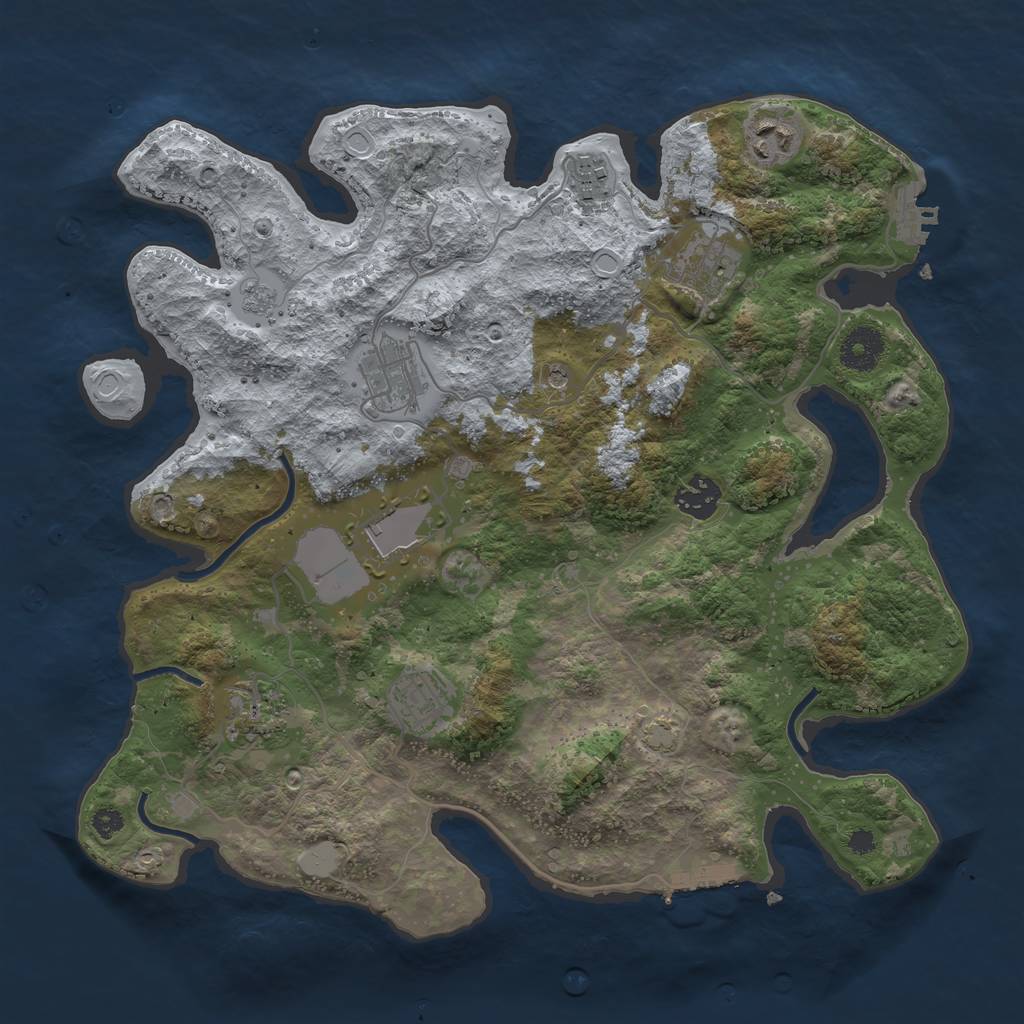 Rust Map: Procedural Map, Size: 3500, Seed: 804257535, 16 Monuments