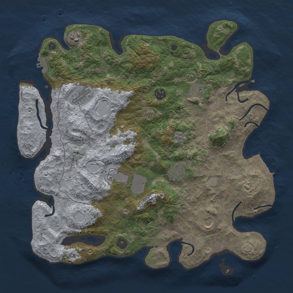 Rust Map: Procedural Map, Size: 4000, Seed: 13621, 16 Monuments