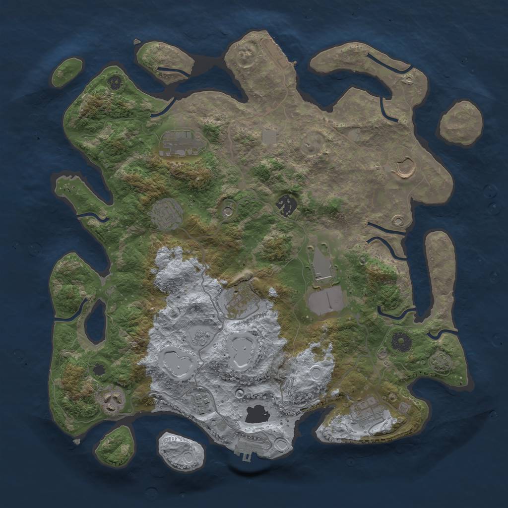 Rust Map: Procedural Map, Size: 3750, Seed: 524005115, 17 Monuments