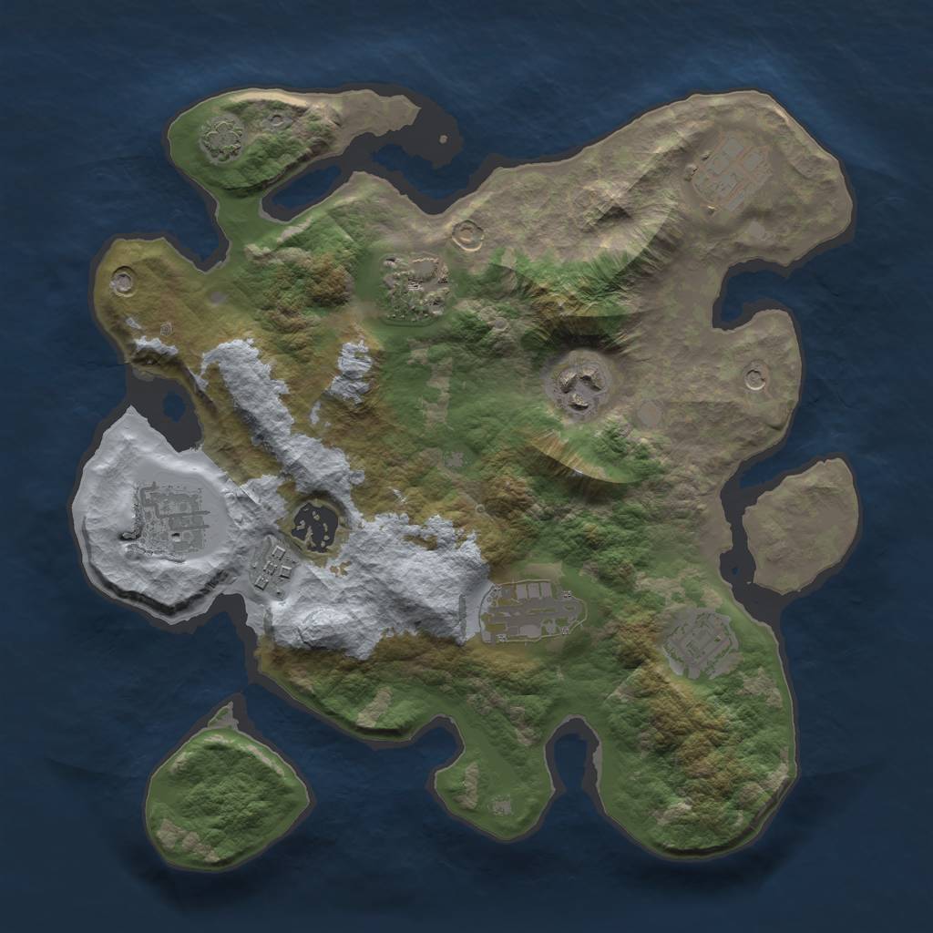 Rust Map: Barren, Size: 3000, Seed: 147417420, 12 Monuments