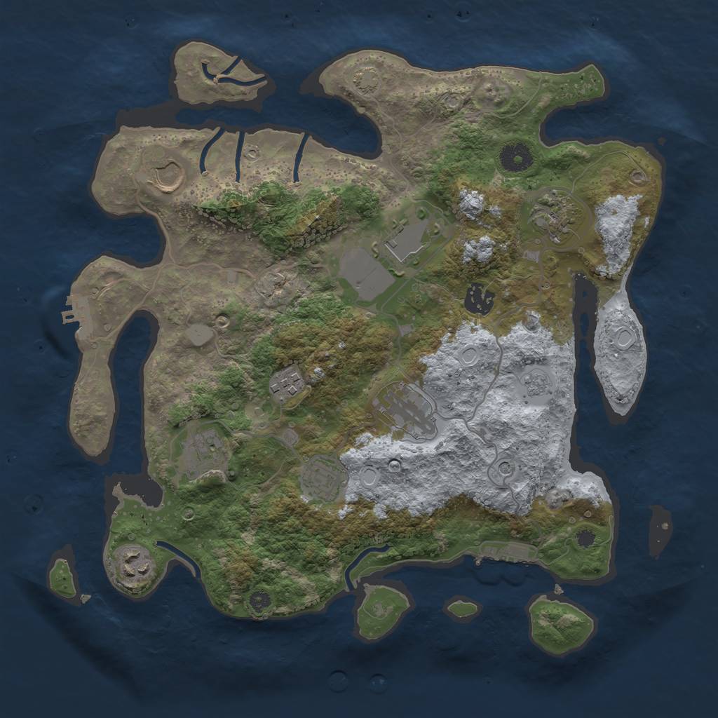 Rust Map: Procedural Map, Size: 3500, Seed: 781328227, 17 Monuments