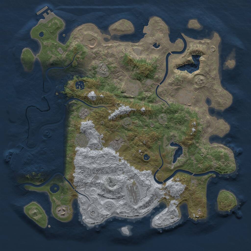 Rust Map: Procedural Map, Size: 4050, Seed: 1015898601, 15 Monuments