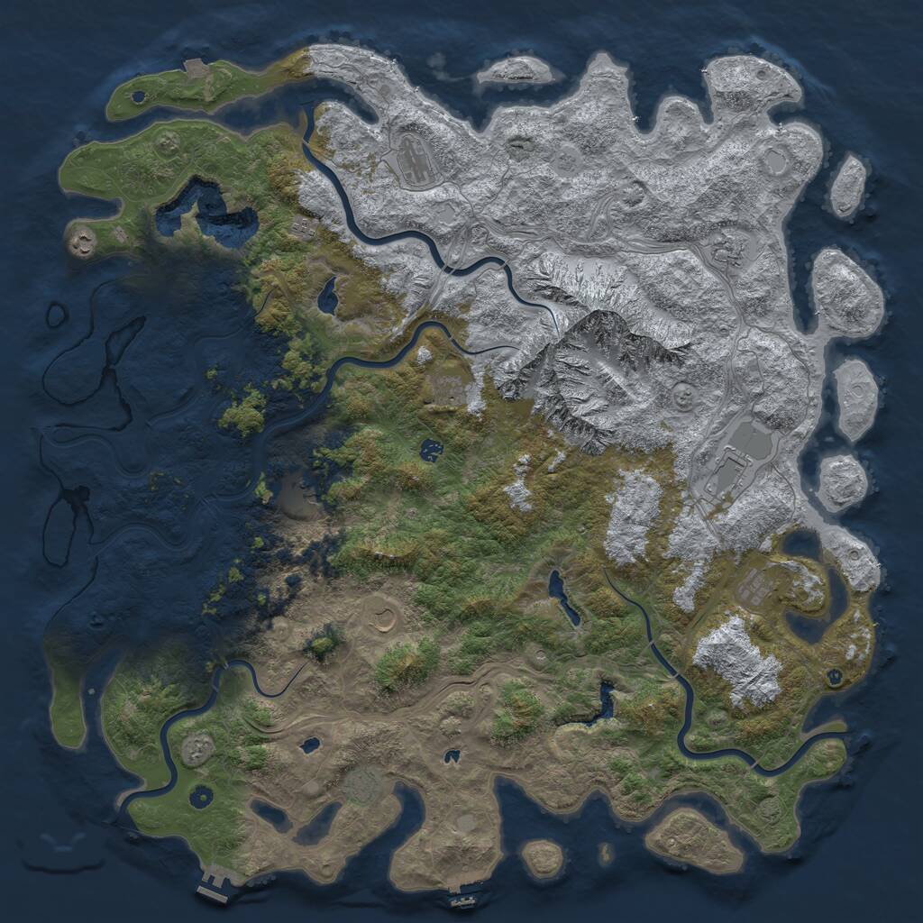 Rust Map: Procedural Map, Size: 6000, Seed: 2135924324, 17 Monuments