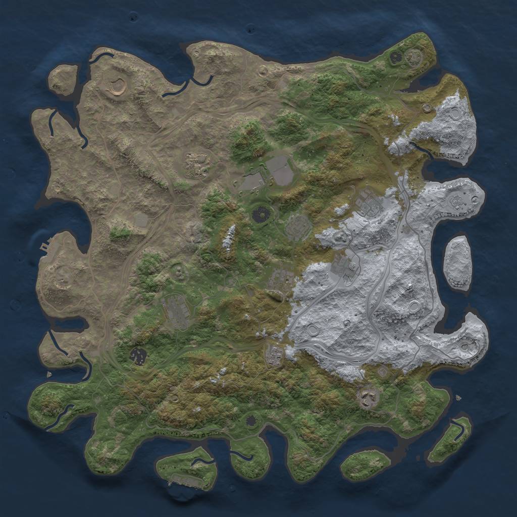 Rust Map: Procedural Map, Size: 4500, Seed: 424592655, 19 Monuments