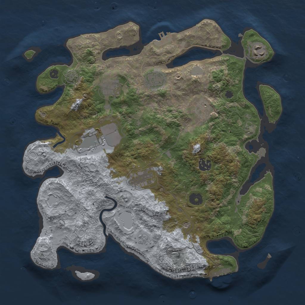 Rust Map: Procedural Map, Size: 3500, Seed: 1258169984, 15 Monuments