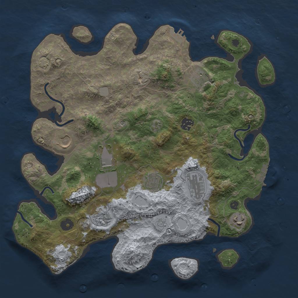 Rust Map: Procedural Map, Size: 3600, Seed: 2059432990, 16 Monuments