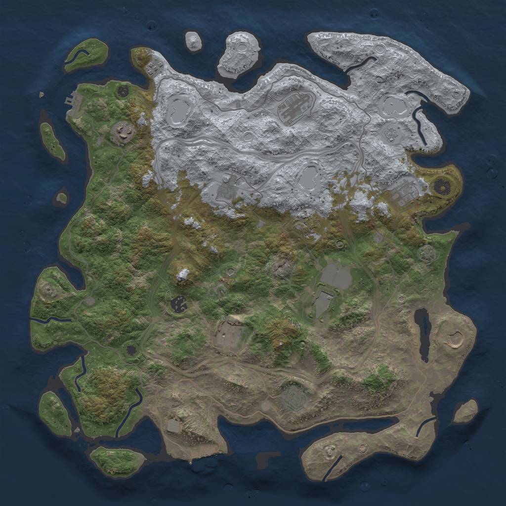 Rust Map: Procedural Map, Size: 4500, Seed: 630420898, 19 Monuments