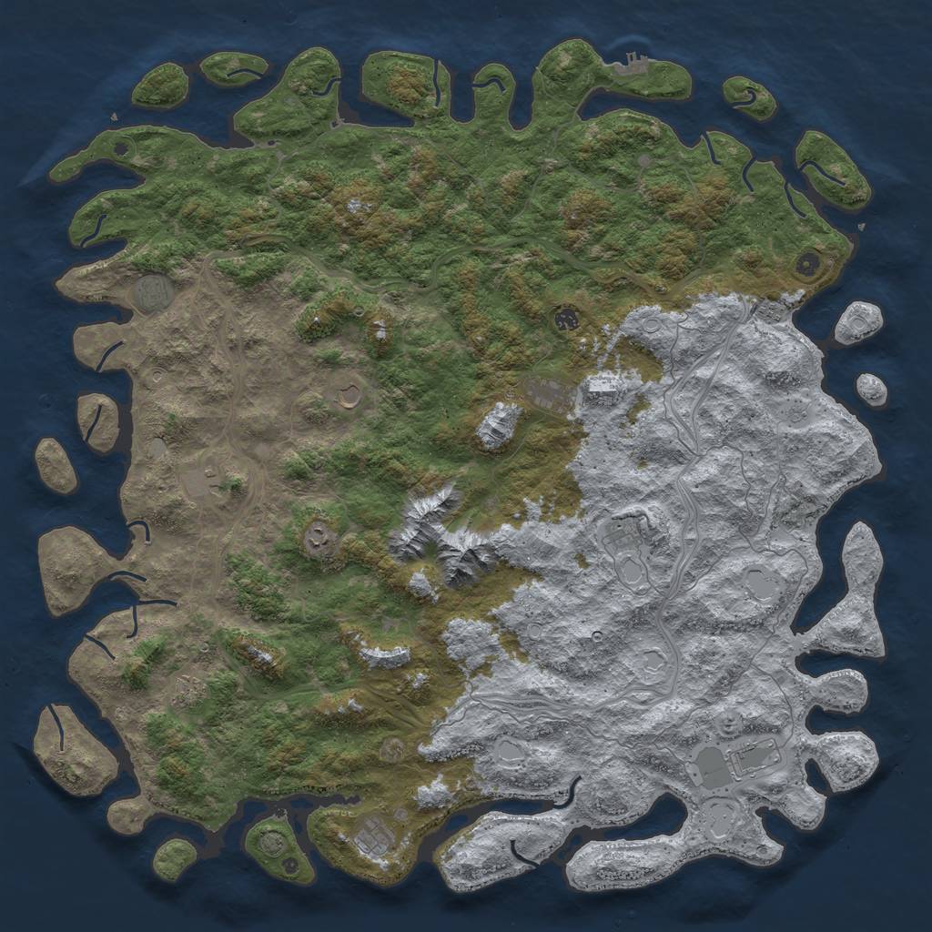 Rust Map: Procedural Map, Size: 6000, Seed: 1985692216, 18 Monuments