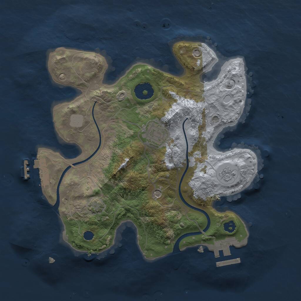 Rust Map: Procedural Map, Size: 2500, Seed: 1697979283, 7 Monuments