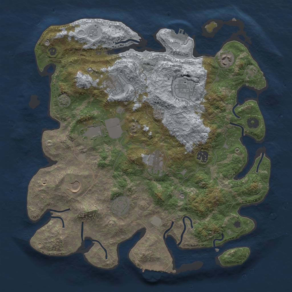 Rust Map: Procedural Map, Size: 3700, Seed: 1231, 17 Monuments