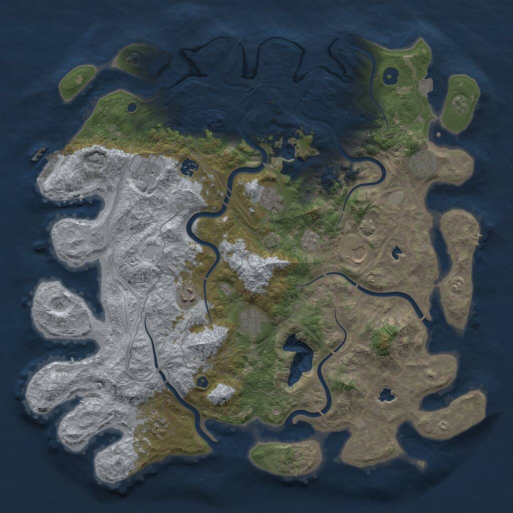 Rust Map: Procedural Map, Size: 4500, Seed: 1591030655, 14 Monuments