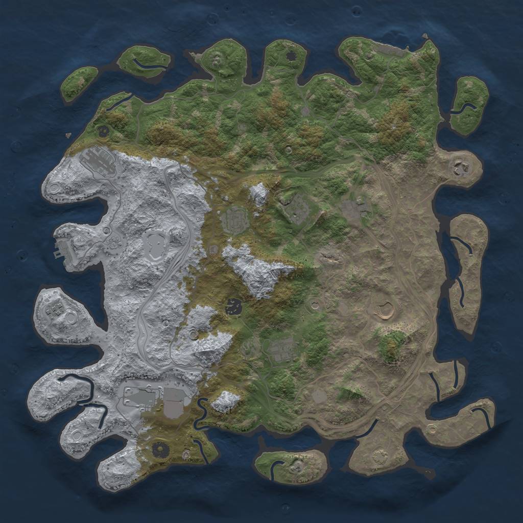 Rust Map: Procedural Map, Size: 4500, Seed: 1591030655, 18 Monuments