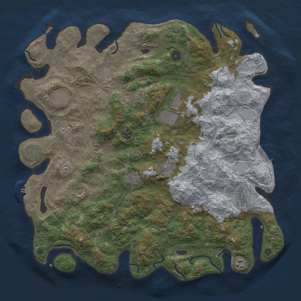 Rust Map: Procedural Map, Size: 4500, Seed: 1059381847, 19 Monuments