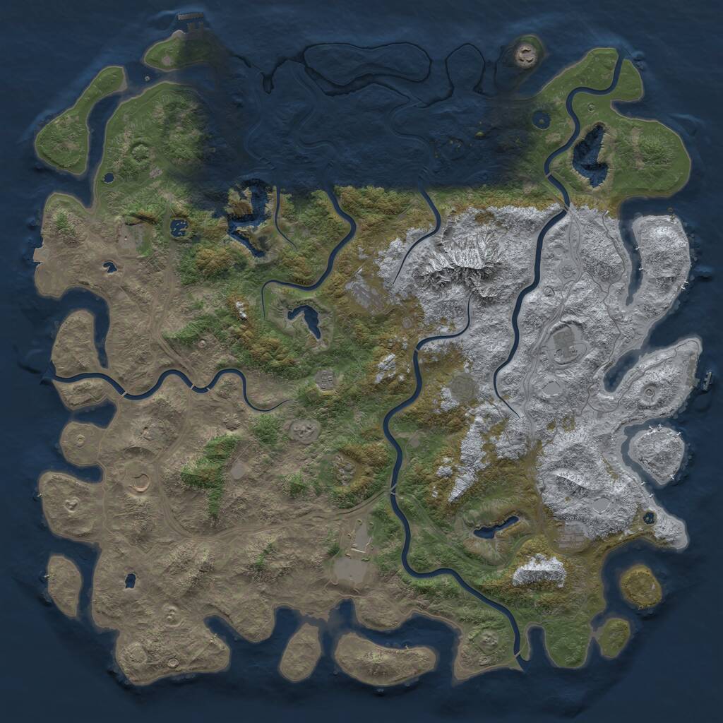 Rust Map: Procedural Map, Size: 6000, Seed: 1896227902, 17 Monuments