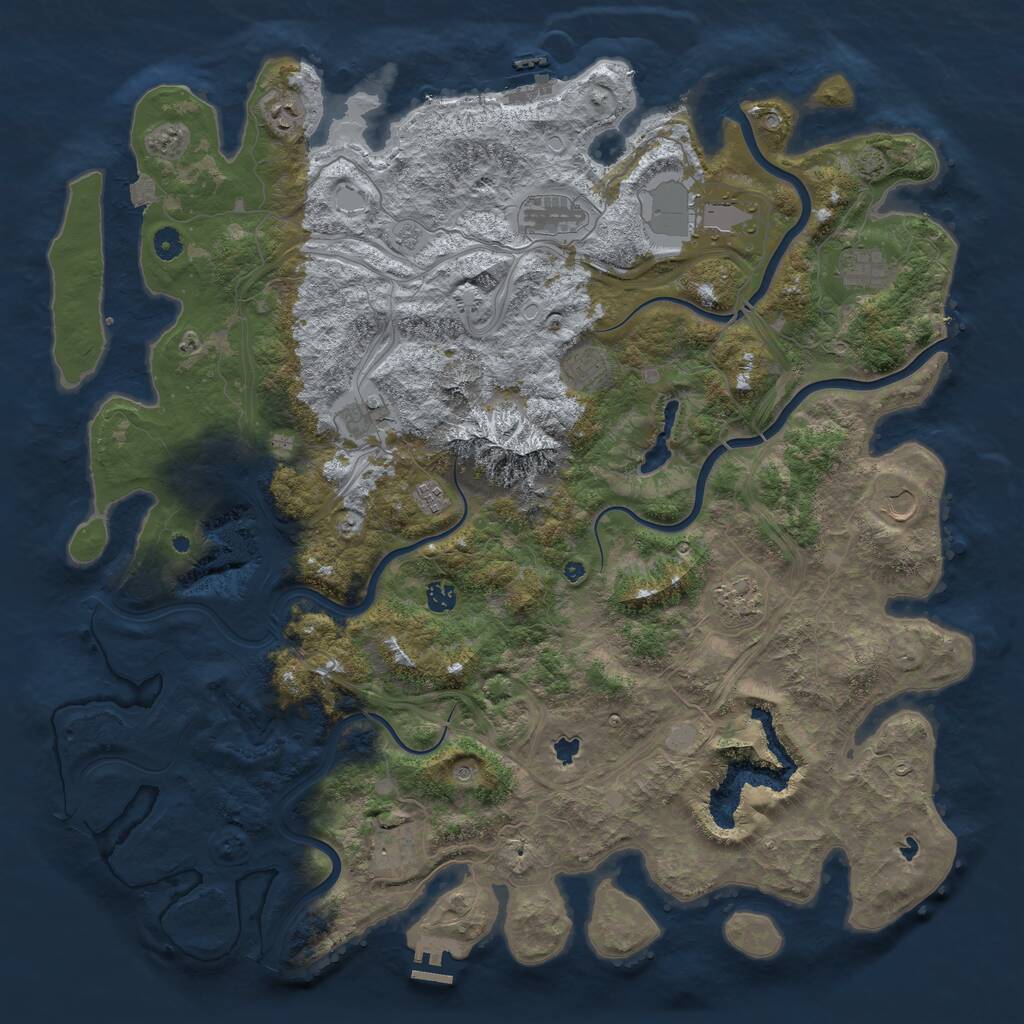 Rust Map: Procedural Map, Size: 5000, Seed: 23181, 17 Monuments