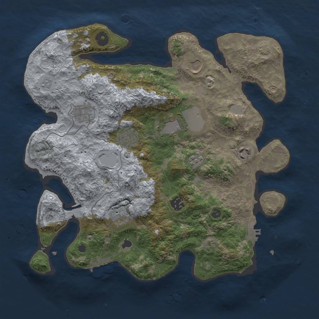 Rust Map: Procedural Map, Size: 3500, Seed: 195099025, 16 Monuments