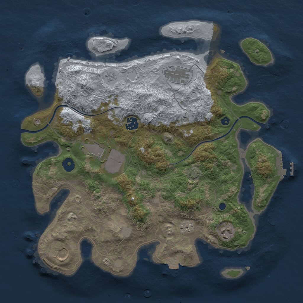 Rust Map: Procedural Map, Size: 3500, Seed: 12491, 11 Monuments