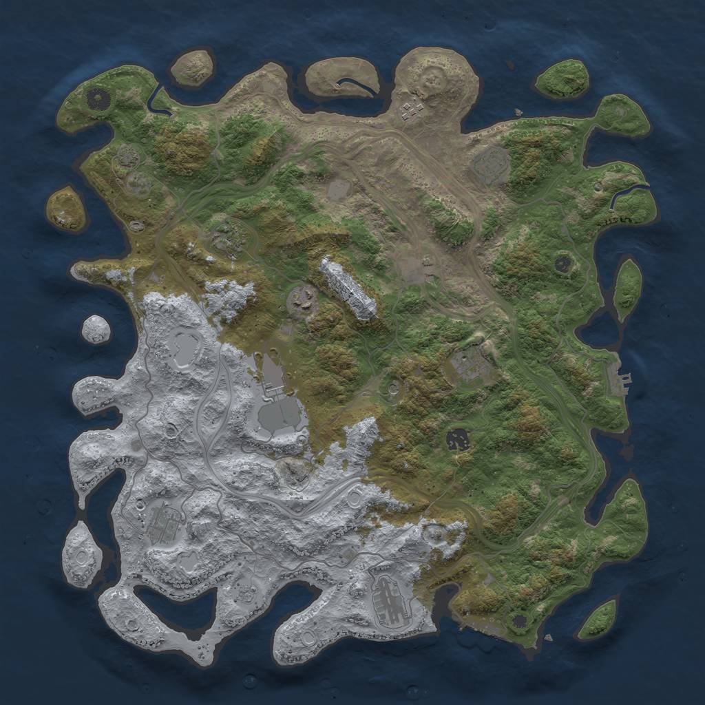 Rust Map: Procedural Map, Size: 4500, Seed: 602922944, 18 Monuments