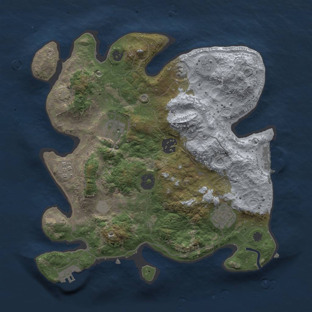 Rust Map: Procedural Map, Size: 3000, Seed: 11857, 12 Monuments