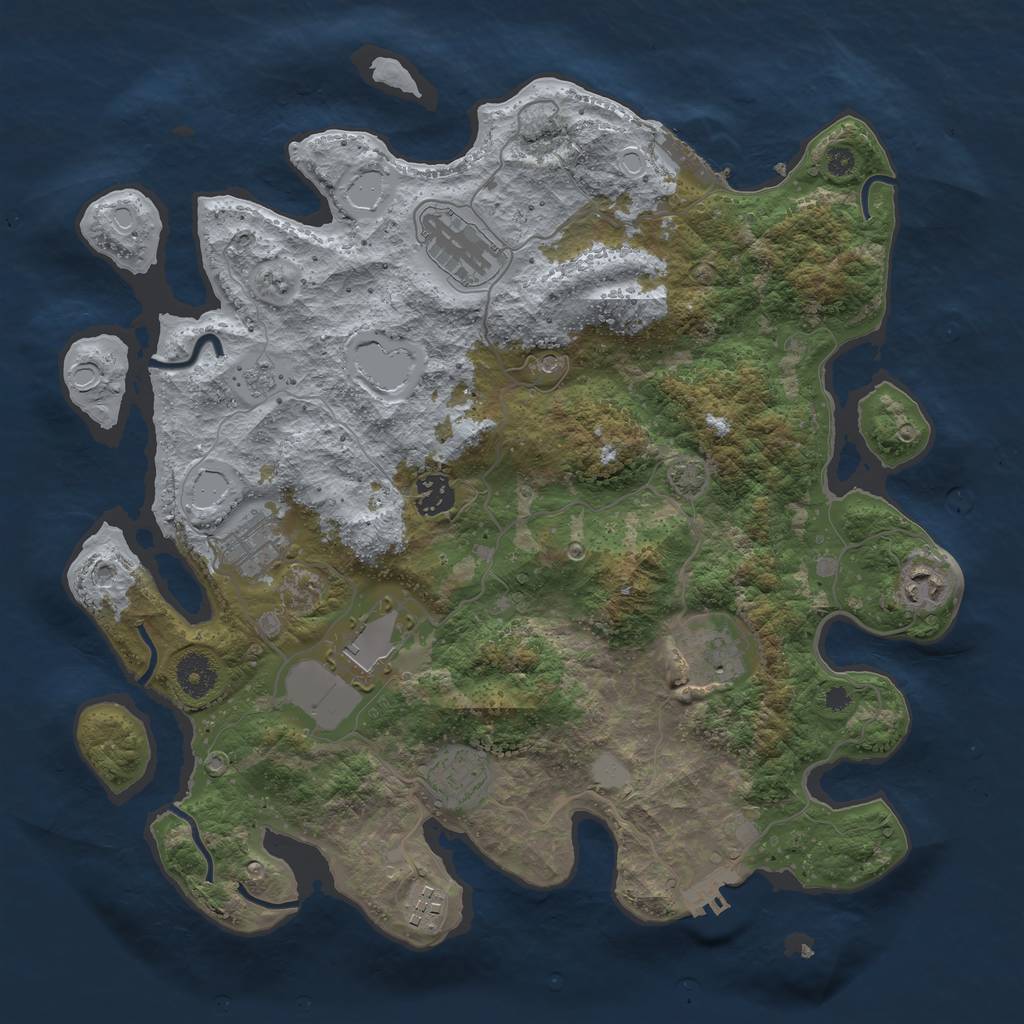 Rust Map: Procedural Map, Size: 3700, Seed: 121272838, 16 Monuments