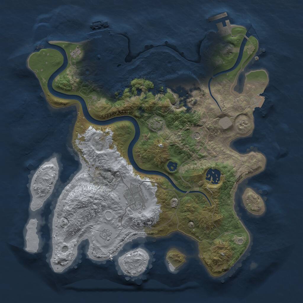 Rust Map: Procedural Map, Size: 3000, Seed: 773271553, 9 Monuments