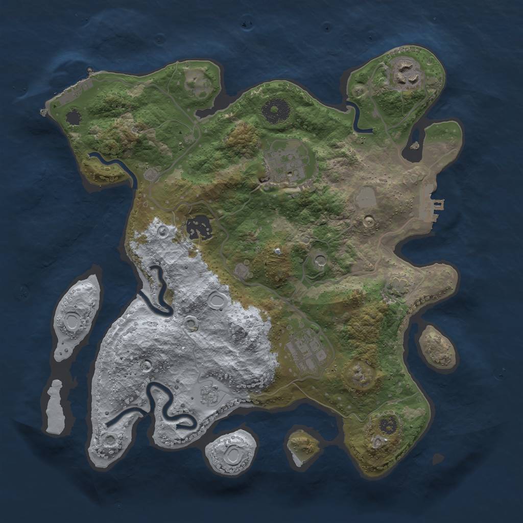 Rust Map: Procedural Map, Size: 3000, Seed: 773271553, 12 Monuments