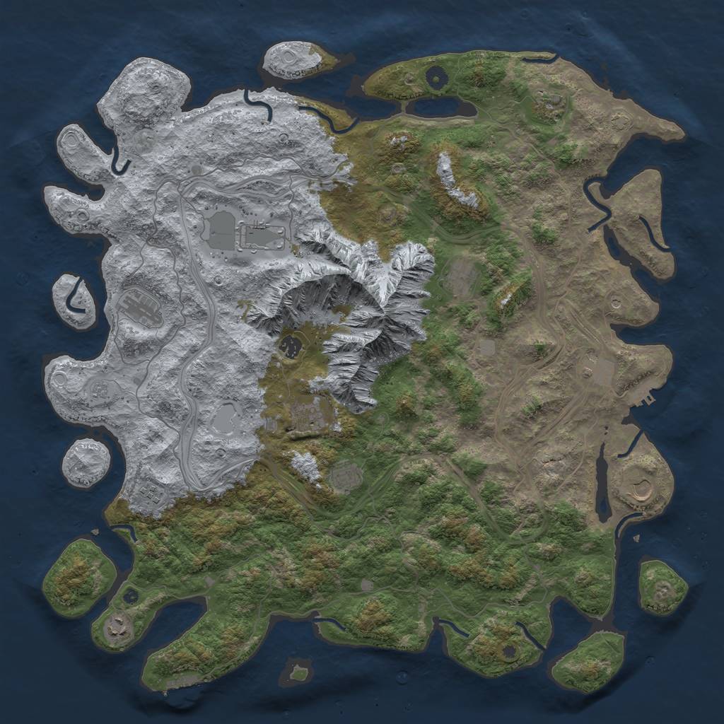 Rust Map: Procedural Map, Size: 5000, Seed: 39897, 19 Monuments