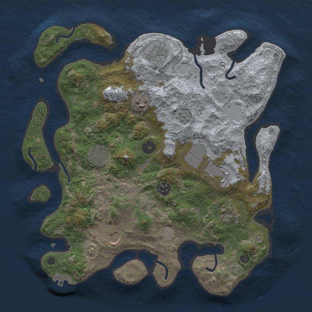 Rust Map: Procedural Map, Size: 3500, Seed: 2128480027, 15 Monuments