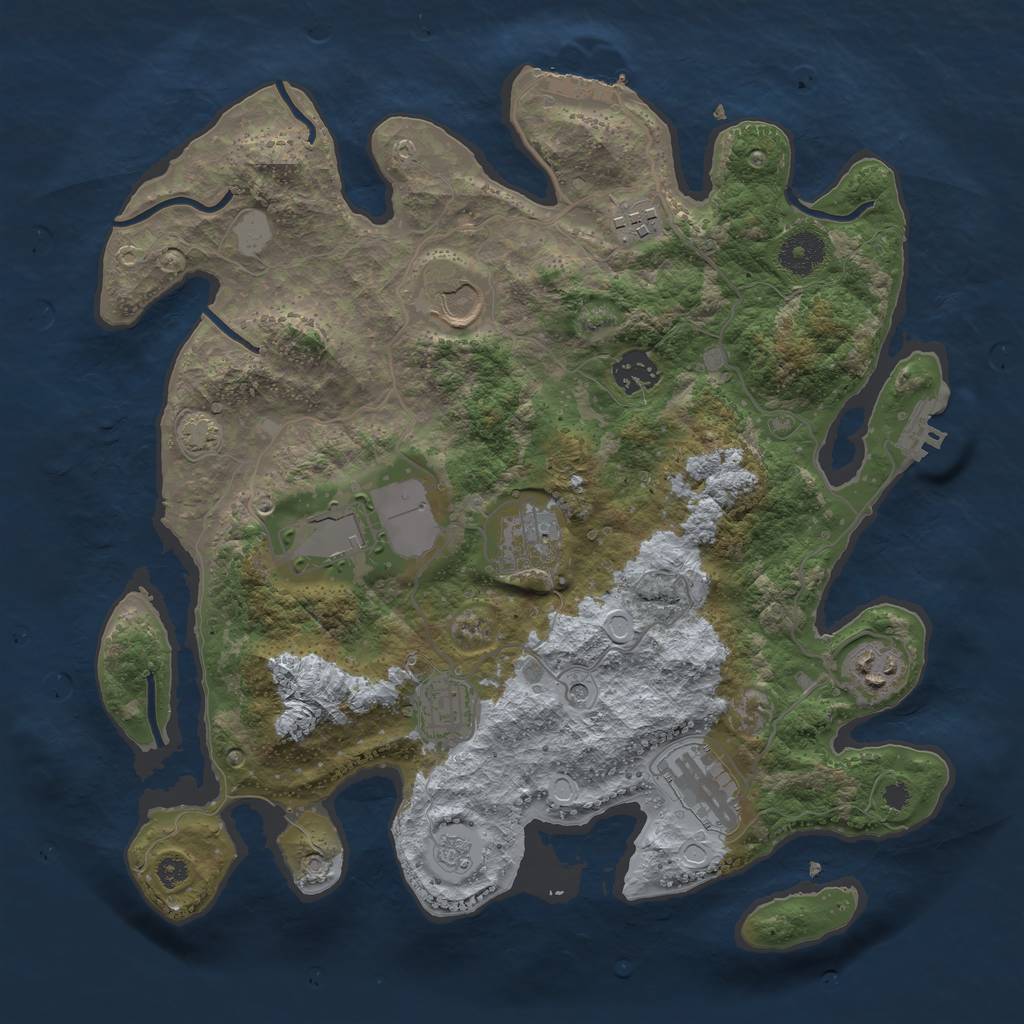 Rust Map: Procedural Map, Size: 3500, Seed: 1945210364, 16 Monuments