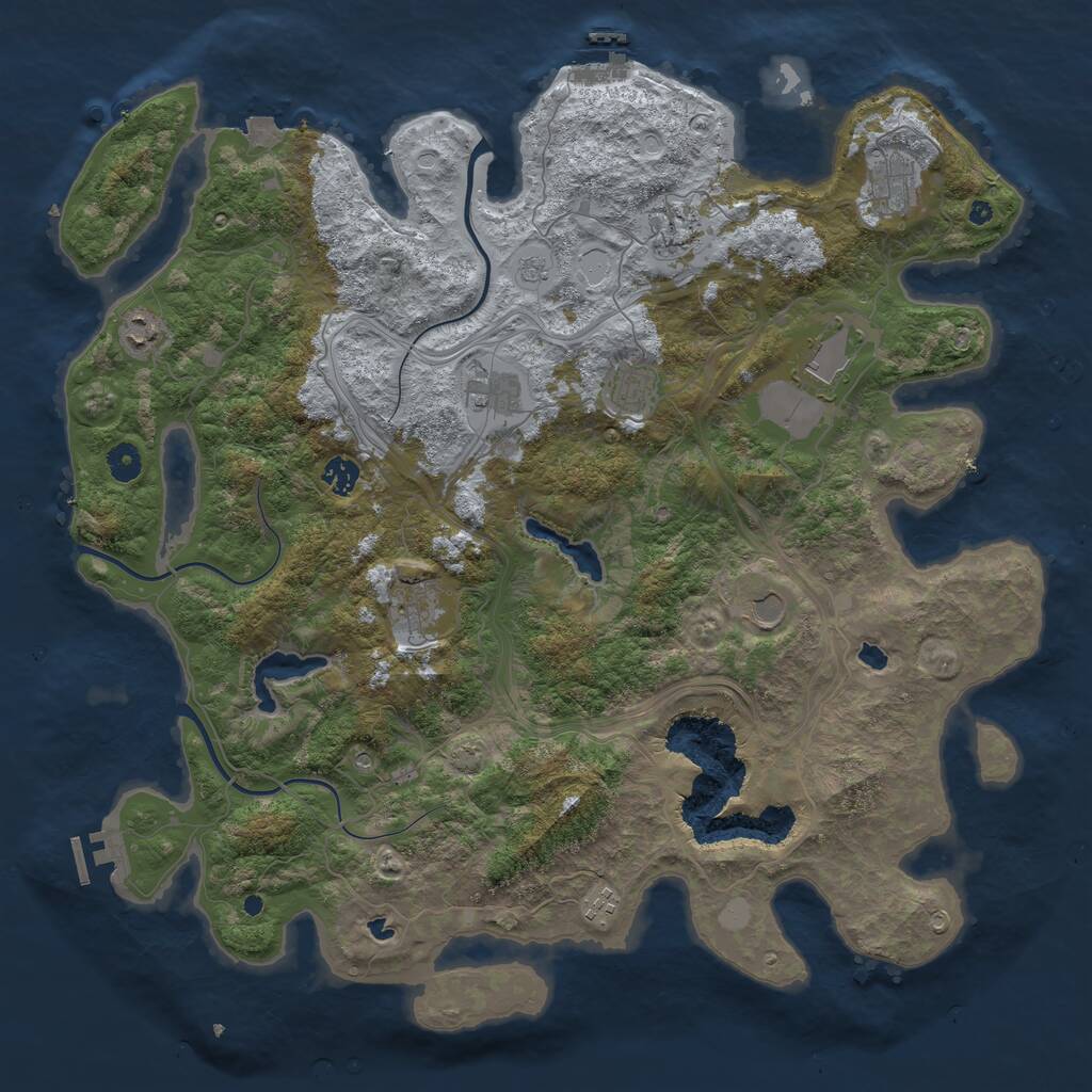 Rust Map: Procedural Map, Size: 4500, Seed: 368365948, 16 Monuments