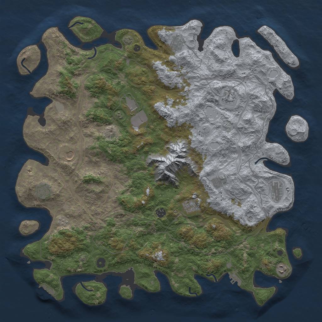 Rust Map: Procedural Map, Size: 5000, Seed: 20230606, 19 Monuments