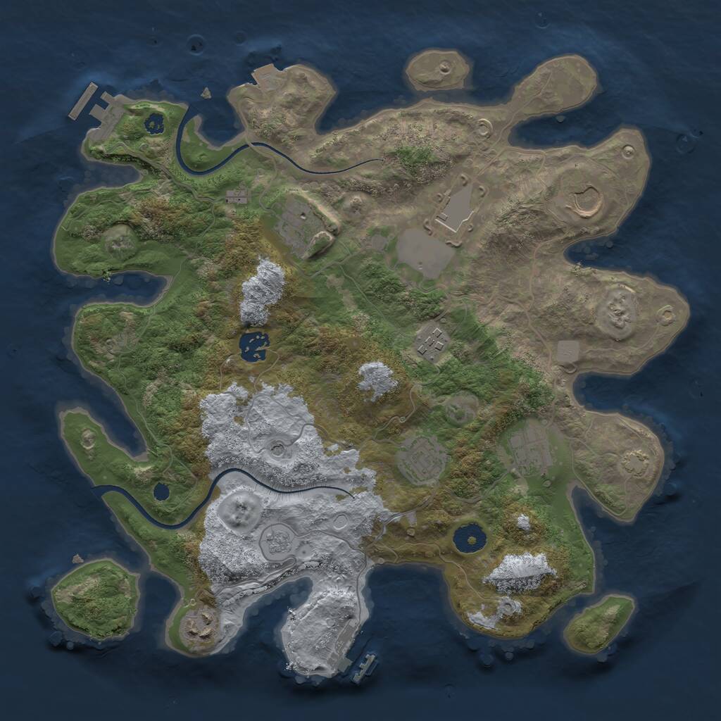Rust Map: Procedural Map, Size: 3500, Seed: 473540075, 14 Monuments