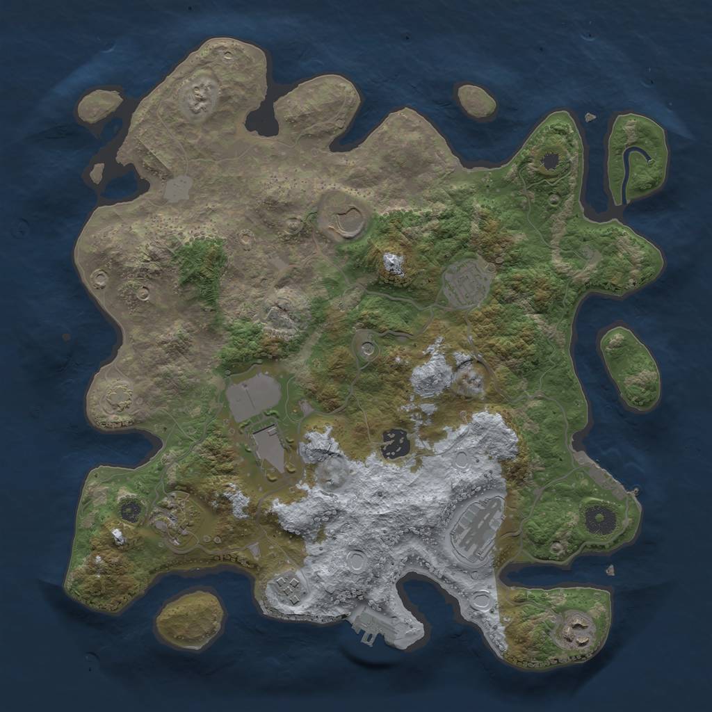 Rust Map: Procedural Map, Size: 3500, Seed: 1313577853, 15 Monuments