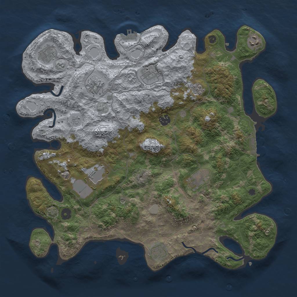 Rust Map: Procedural Map, Size: 4000, Seed: 1062023, 17 Monuments