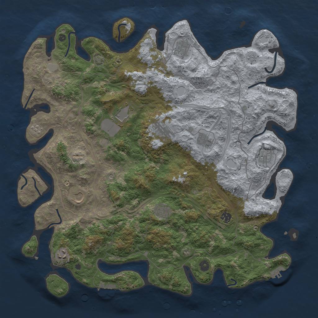 Rust Map: Procedural Map, Size: 4500, Seed: 56485425, 18 Monuments