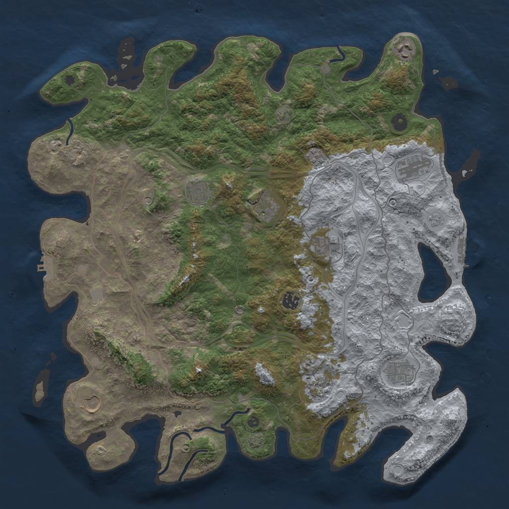 Rust Map: Procedural Map, Size: 4500, Seed: 1045655781, 18 Monuments