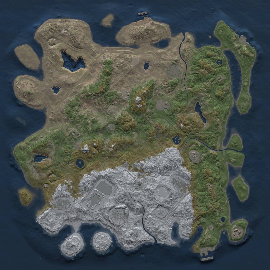 Rust Map: Procedural Map, Size: 4700, Seed: 1370631071, 16 Monuments