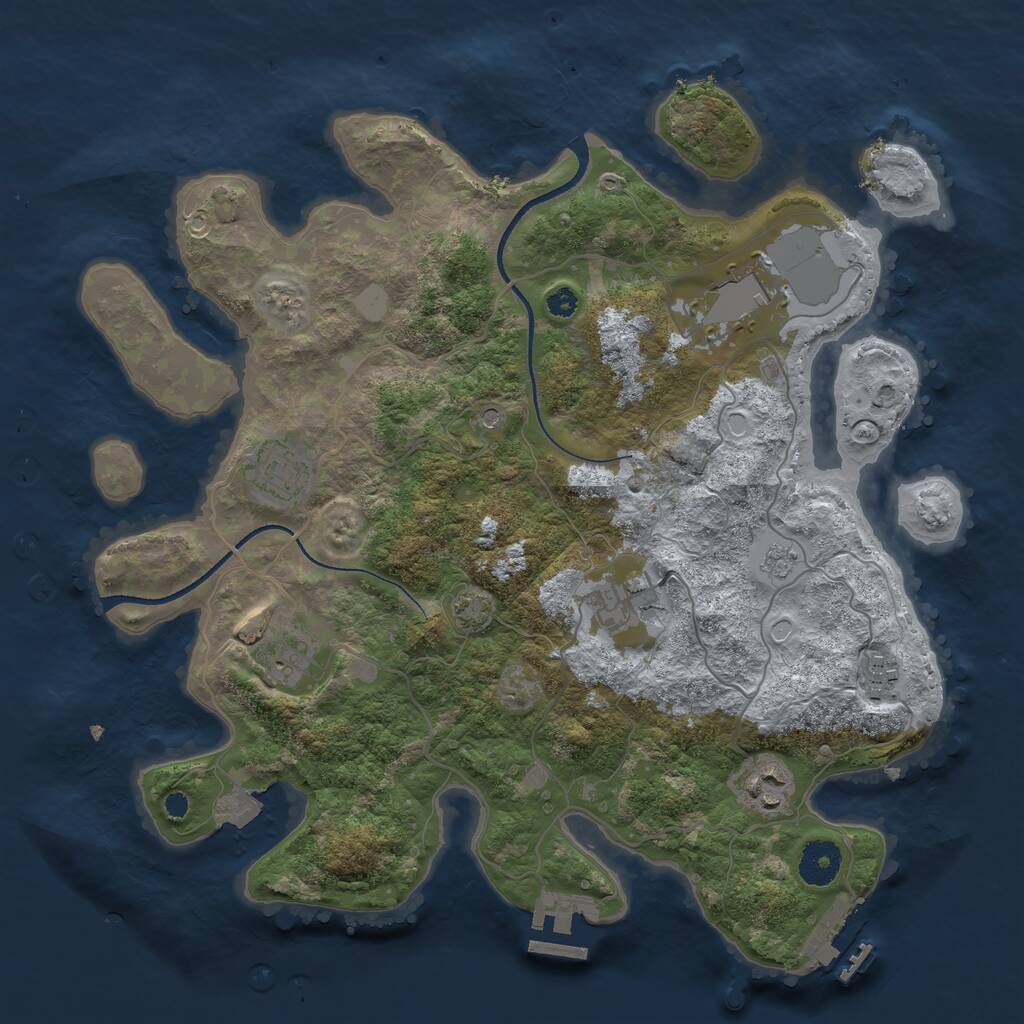 Rust Map: Procedural Map, Size: 3500, Seed: 260086387, 12 Monuments