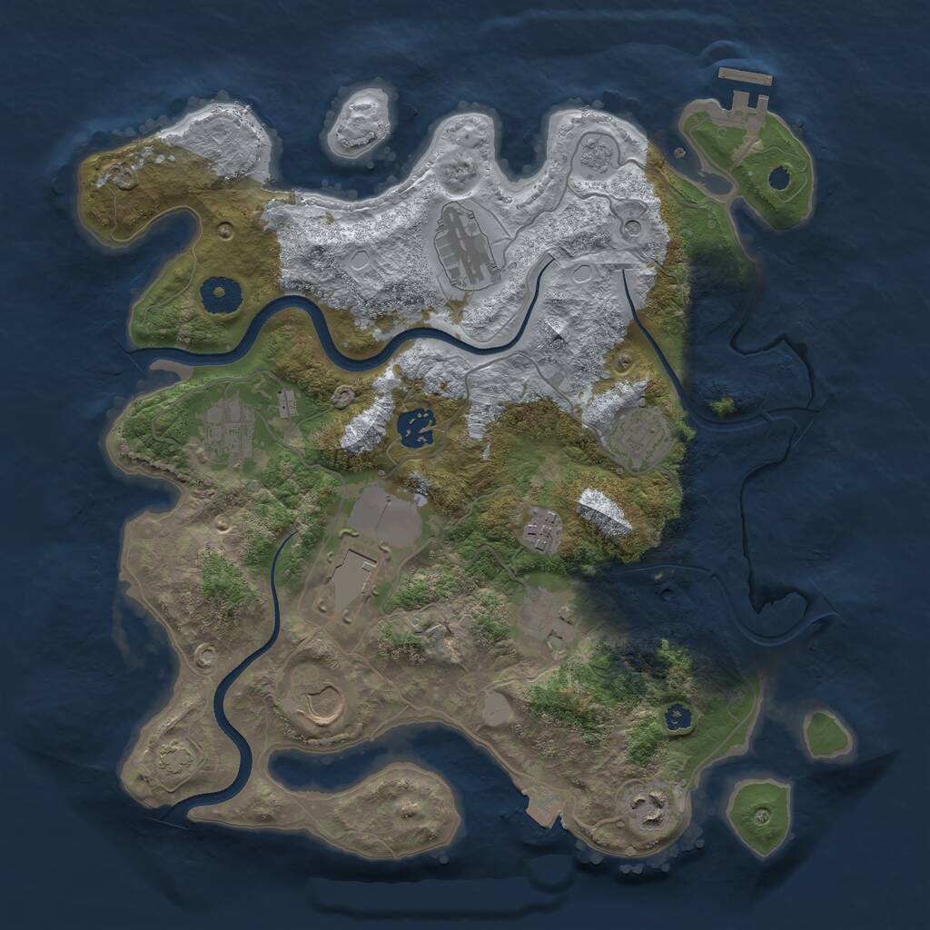 Rust Map: Procedural Map, Size: 3500, Seed: 298271773, 14 Monuments