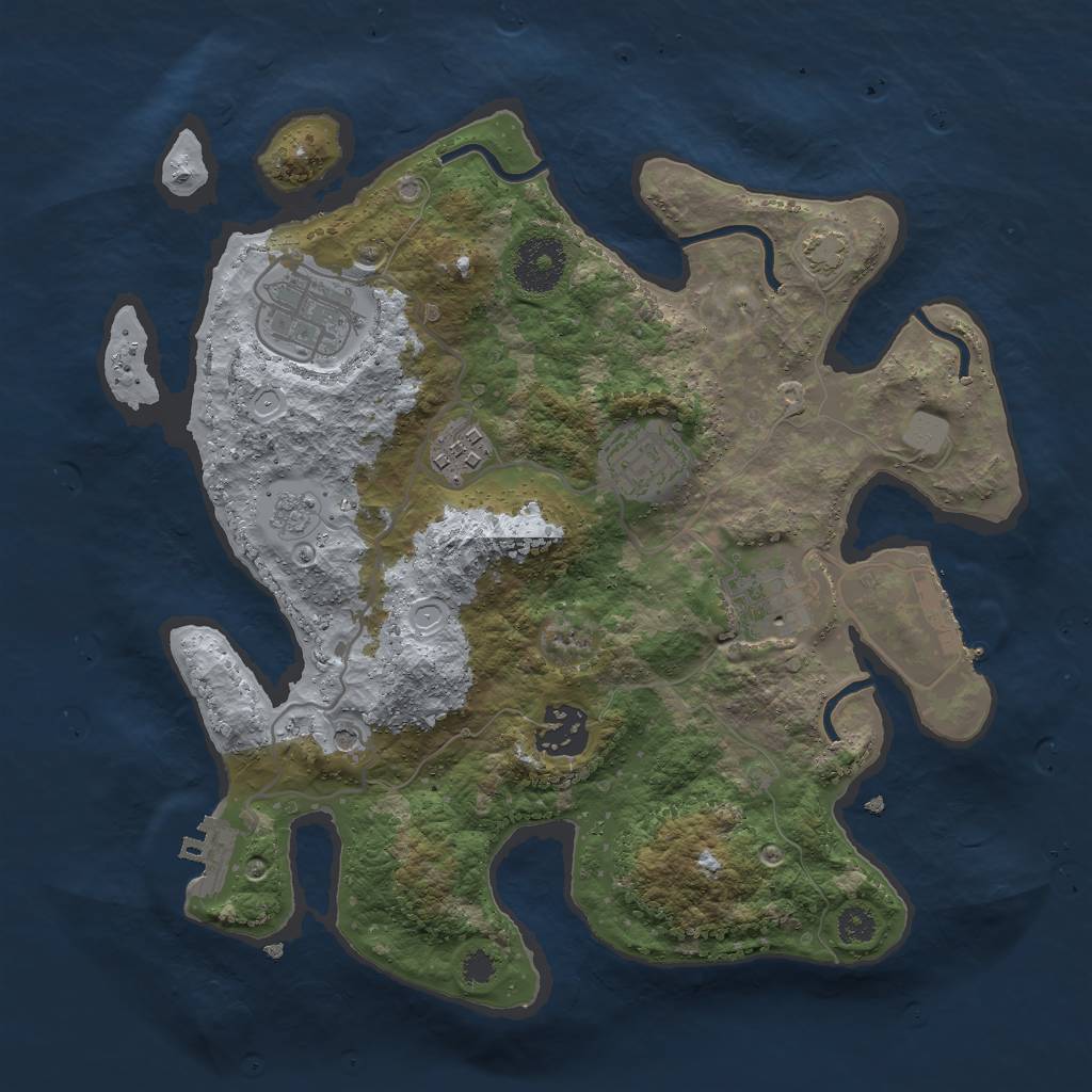 Rust Map: Procedural Map, Size: 3000, Seed: 75853194, 13 Monuments