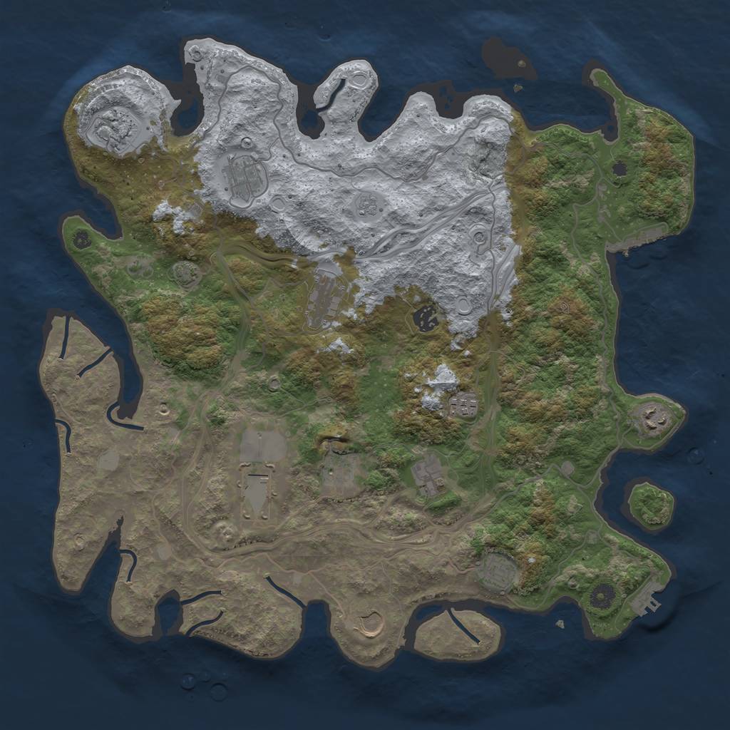 Rust Map: Procedural Map, Size: 4250, Seed: 1406437046, 19 Monuments