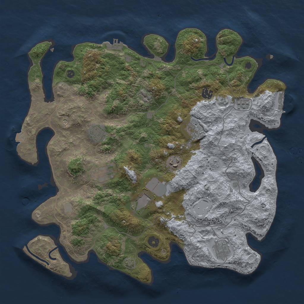 Rust Map: Procedural Map, Size: 4000, Seed: 853856584, 16 Monuments