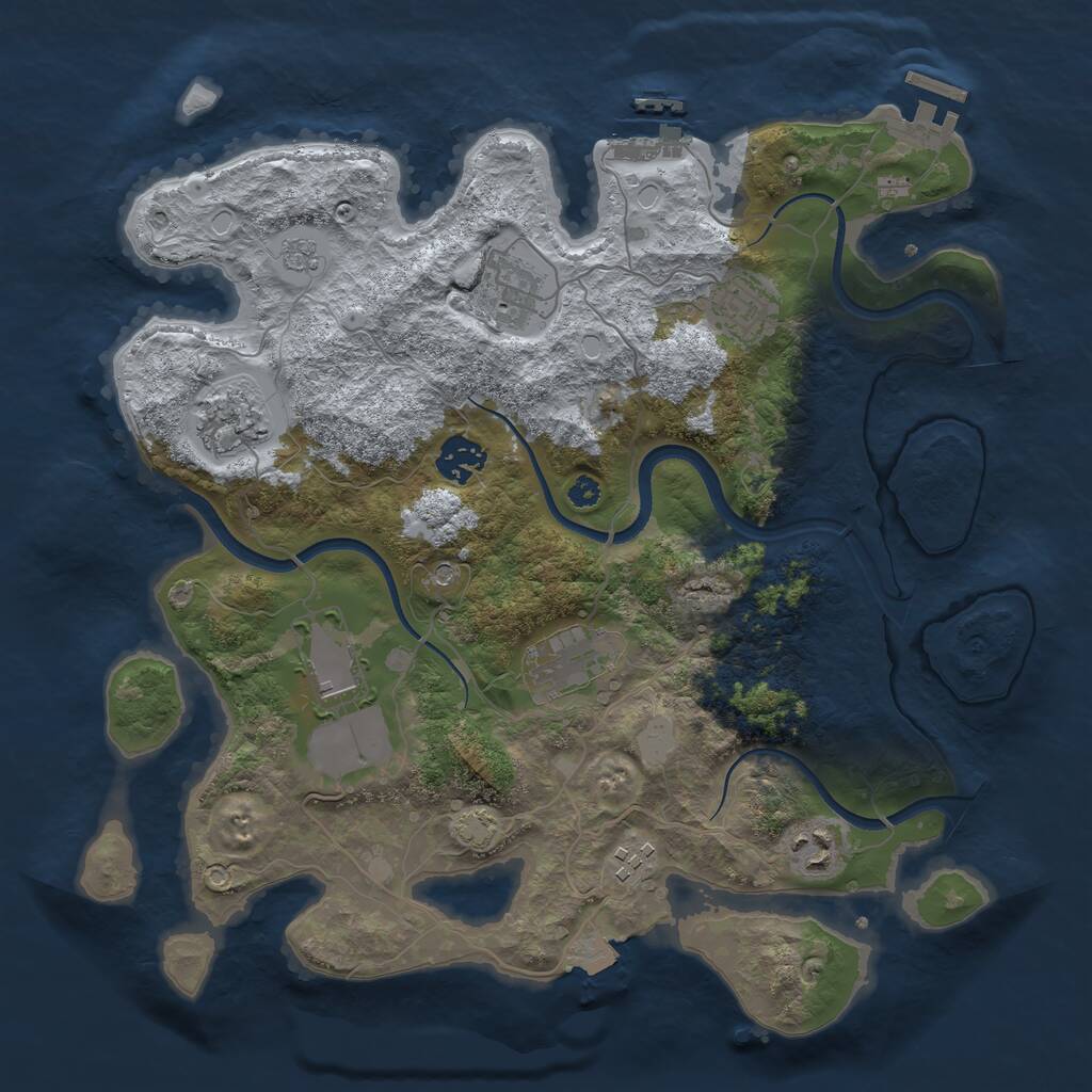 Rust Map: Procedural Map, Size: 3500, Seed: 502796, 14 Monuments