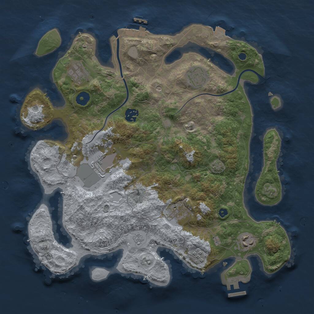 Rust Map: Procedural Map, Size: 3500, Seed: 1175764470, 13 Monuments