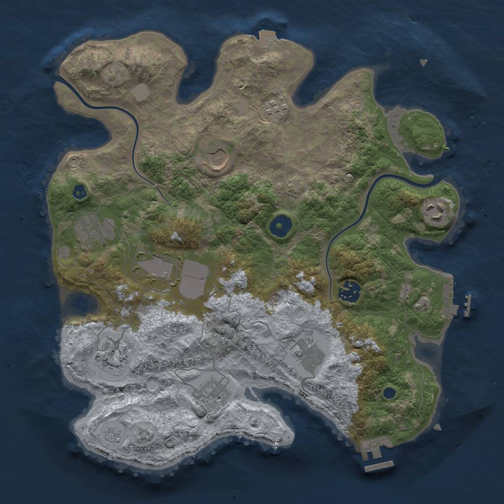 Rust Map: Procedural Map, Size: 3500, Seed: 457689787, 15 Monuments