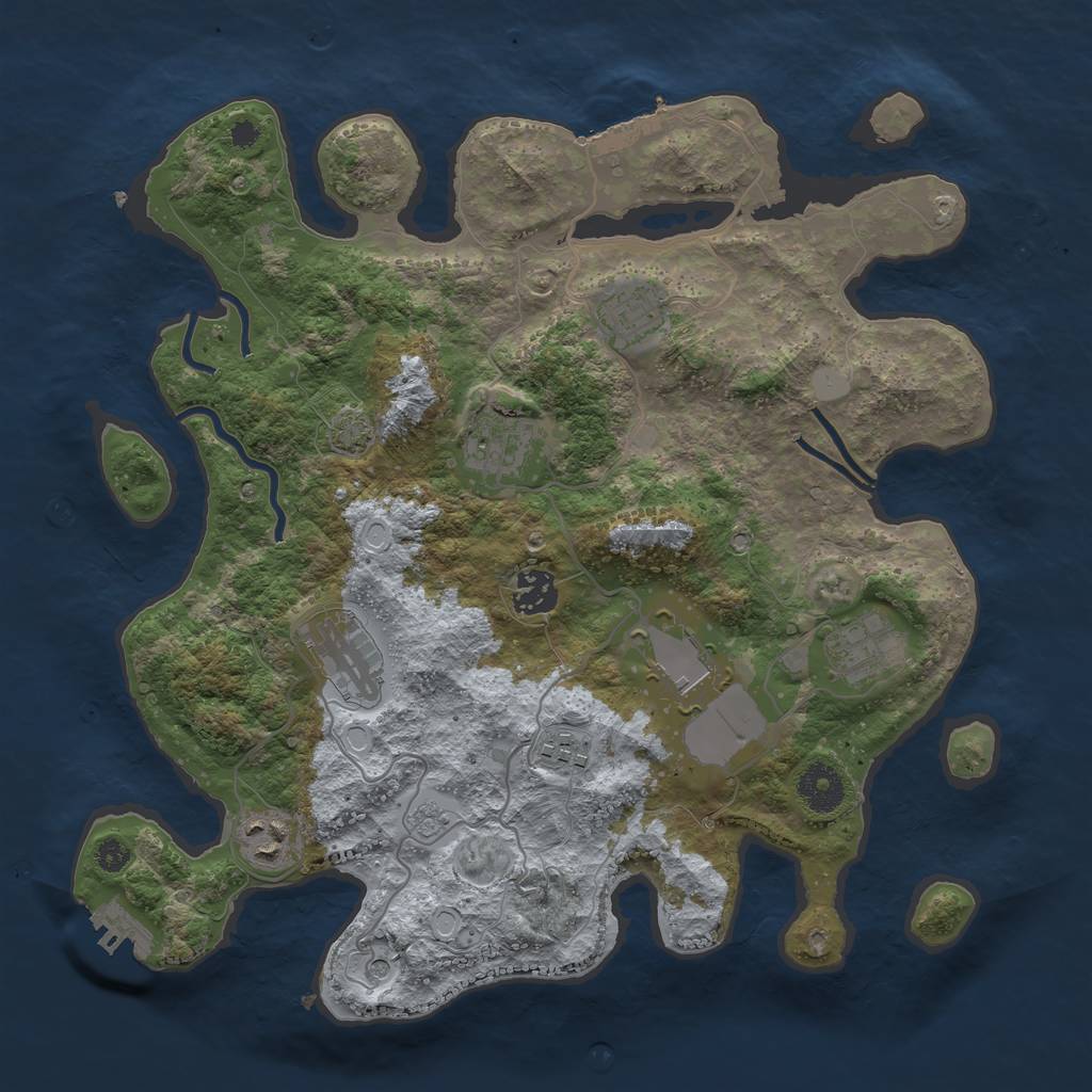 Rust Map: Procedural Map, Size: 3500, Seed: 677531967, 16 Monuments