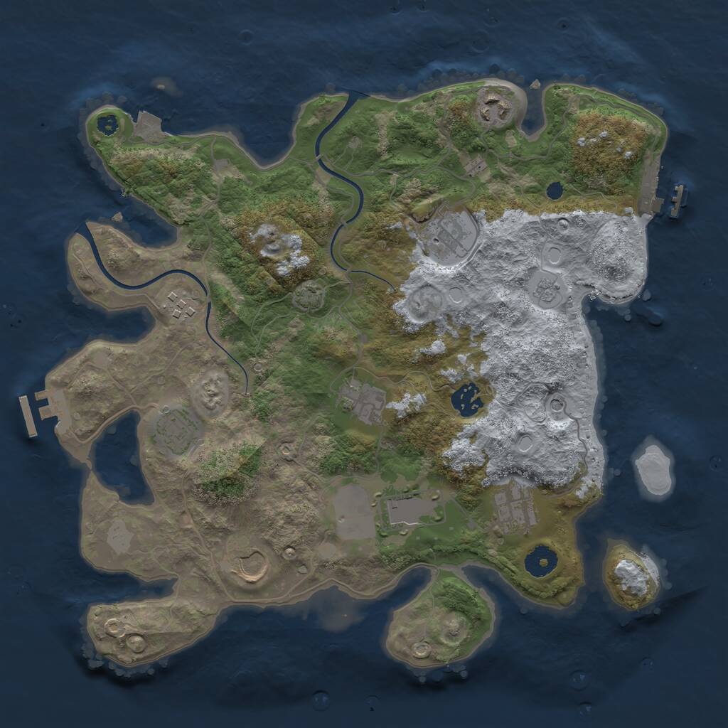 Rust Map: Procedural Map, Size: 3500, Seed: 321946587, 15 Monuments